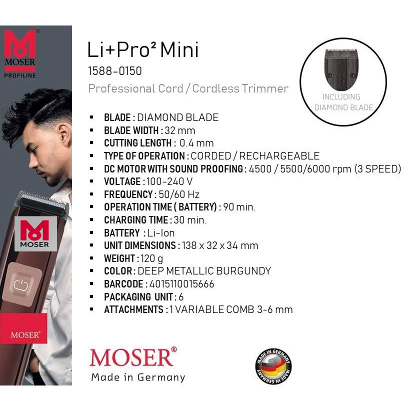 ماشین اصلاح خط زن موزر مدل LI+ PRO 2 MINI کد 1588-0051